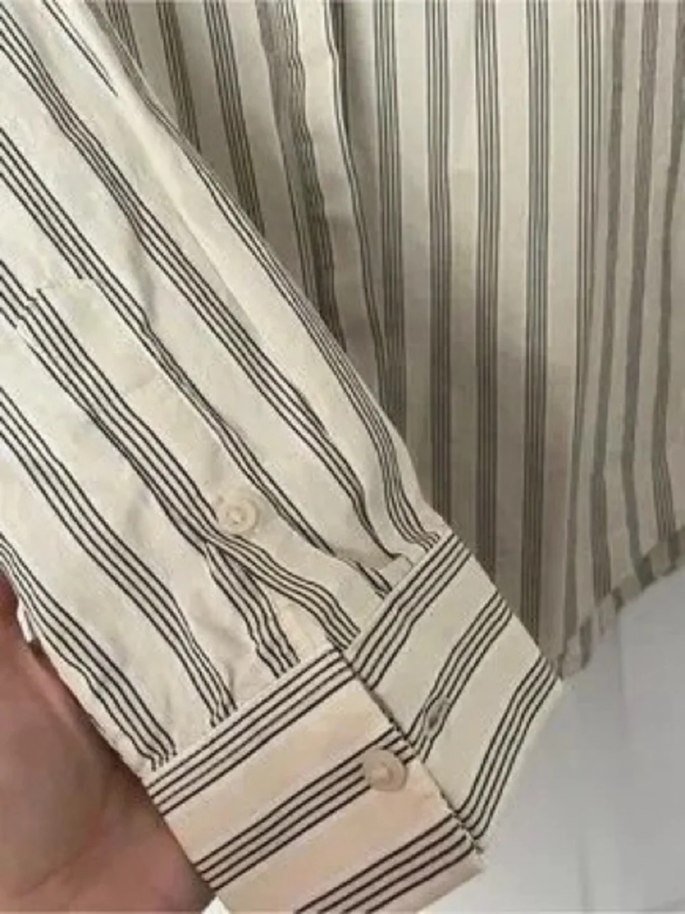 adidas Cream Shirt with Navy Stripes